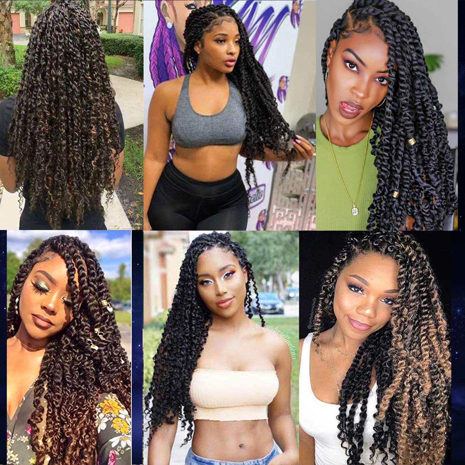 Passion Twist Hair Crochet Trenzas de pelo sintético para trenzar trenzas de pelo falso (60,9 cm (paquete de 8), 1B)