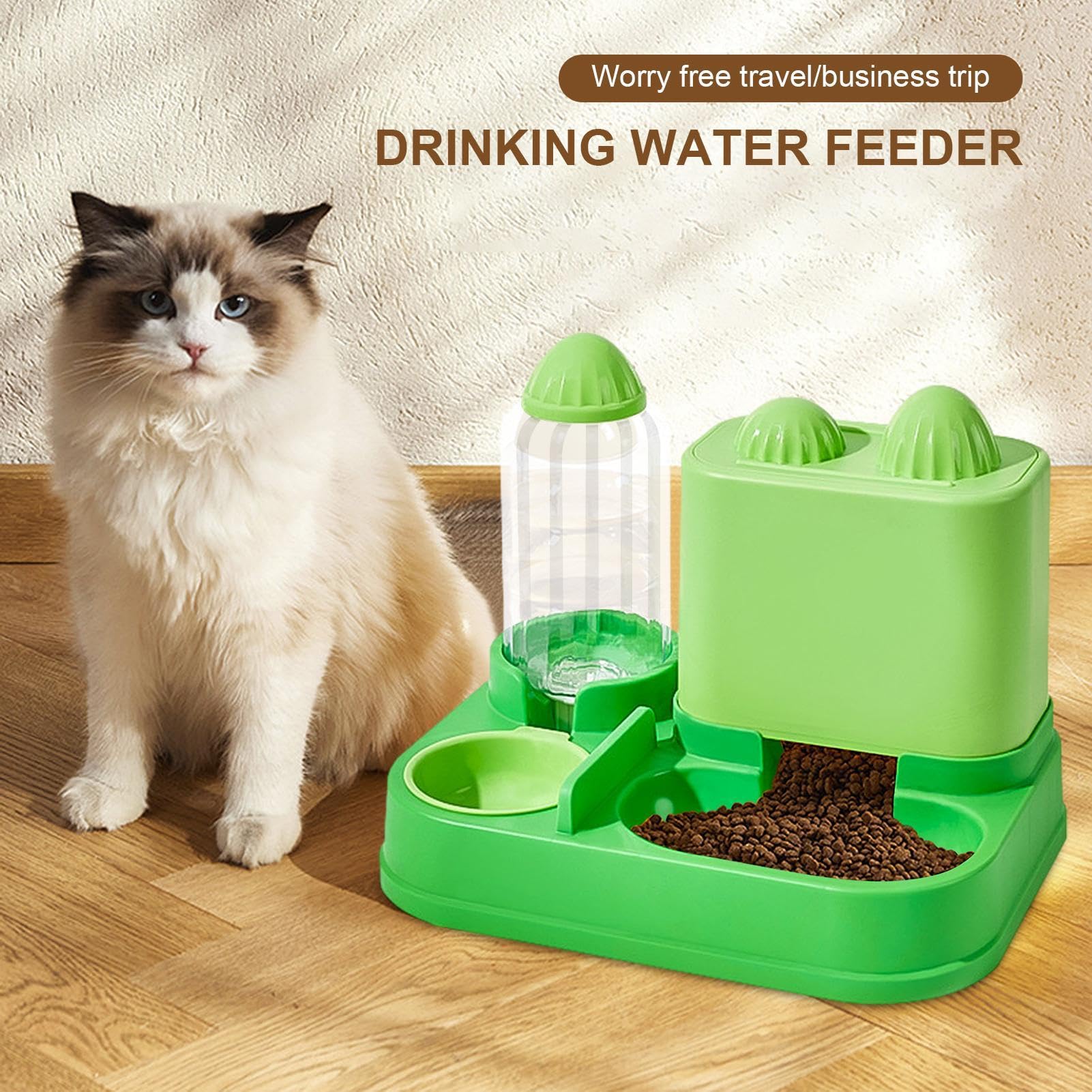Ciotole per gatti – 2 in 1 per /cactus cane gatto ciotole abbeveratoio automatico | fontana per animali domestici con ciotola per cibo per cani cuccioli e gattini | Set di ciotole per acqua e cibo per animali domestici d