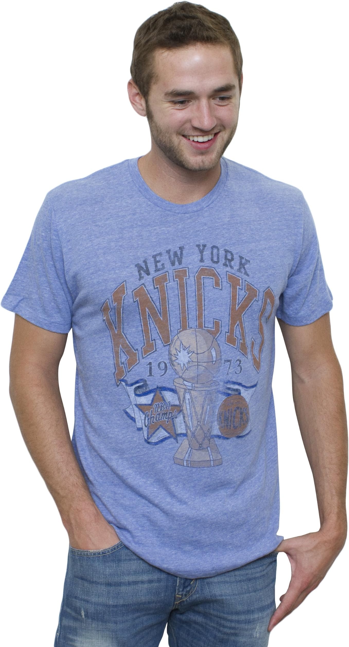 NBA New York Knicks Men's Vintage Tri-Blend Short Sleeve Crew T-Shirt, Liberty
