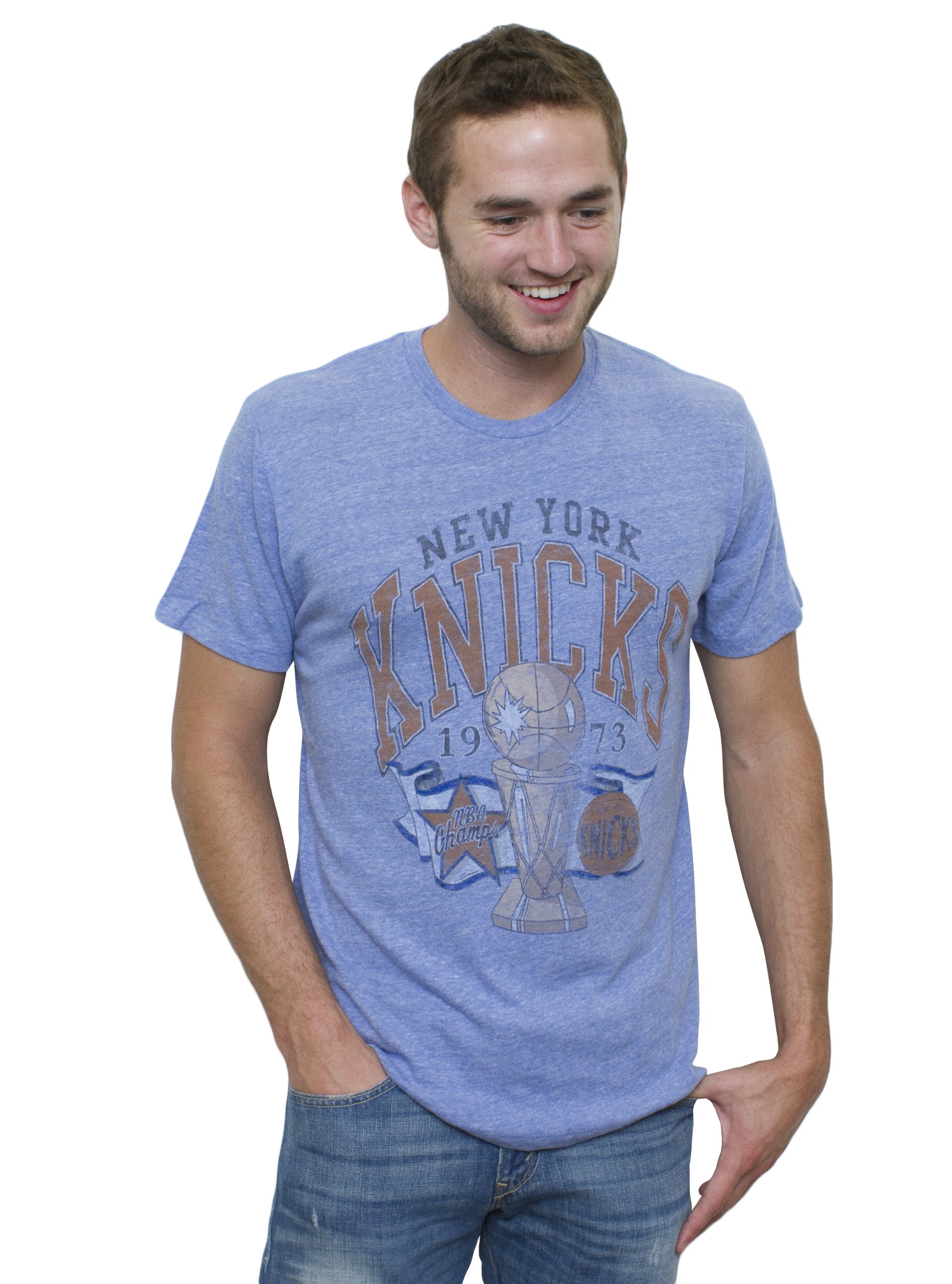 NBA New York Knicks Men's Vintage Tri-Blend Short Sleeve Crew T-Shirt, Liberty