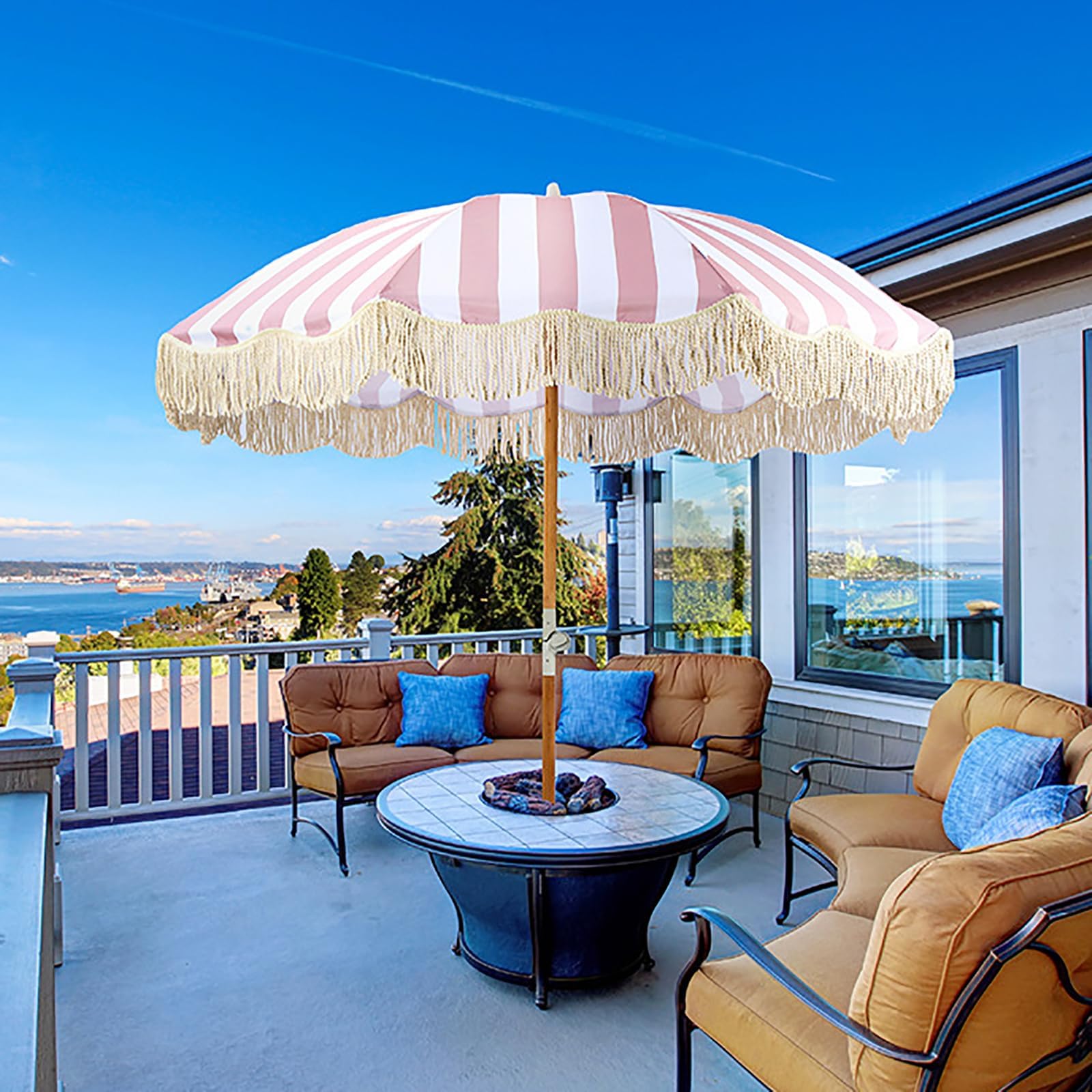 8 pink patio market umbrella with tilt Amazon.com: LNGCLTEZ Sun Shade Rainproof Garden Umbrella, Pink Patio  Umbrella with White Tassels,7 Ft Outdoor Table Umbrella Button Tilt,Round Outdoor  Umbrella 8 Sturdy Ribs : Patio, Lawn & Garden
