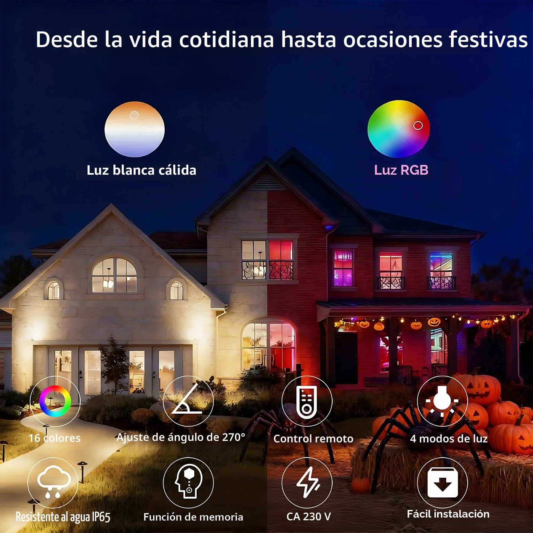 4 Piezas 10W RGB Foco Proyector Exterior, Lámpara de Césped RGB con Espica Impermeable IP65 Focos de Jardín con Pincho Para Jardín Aire Libre Césped Patio Decoración