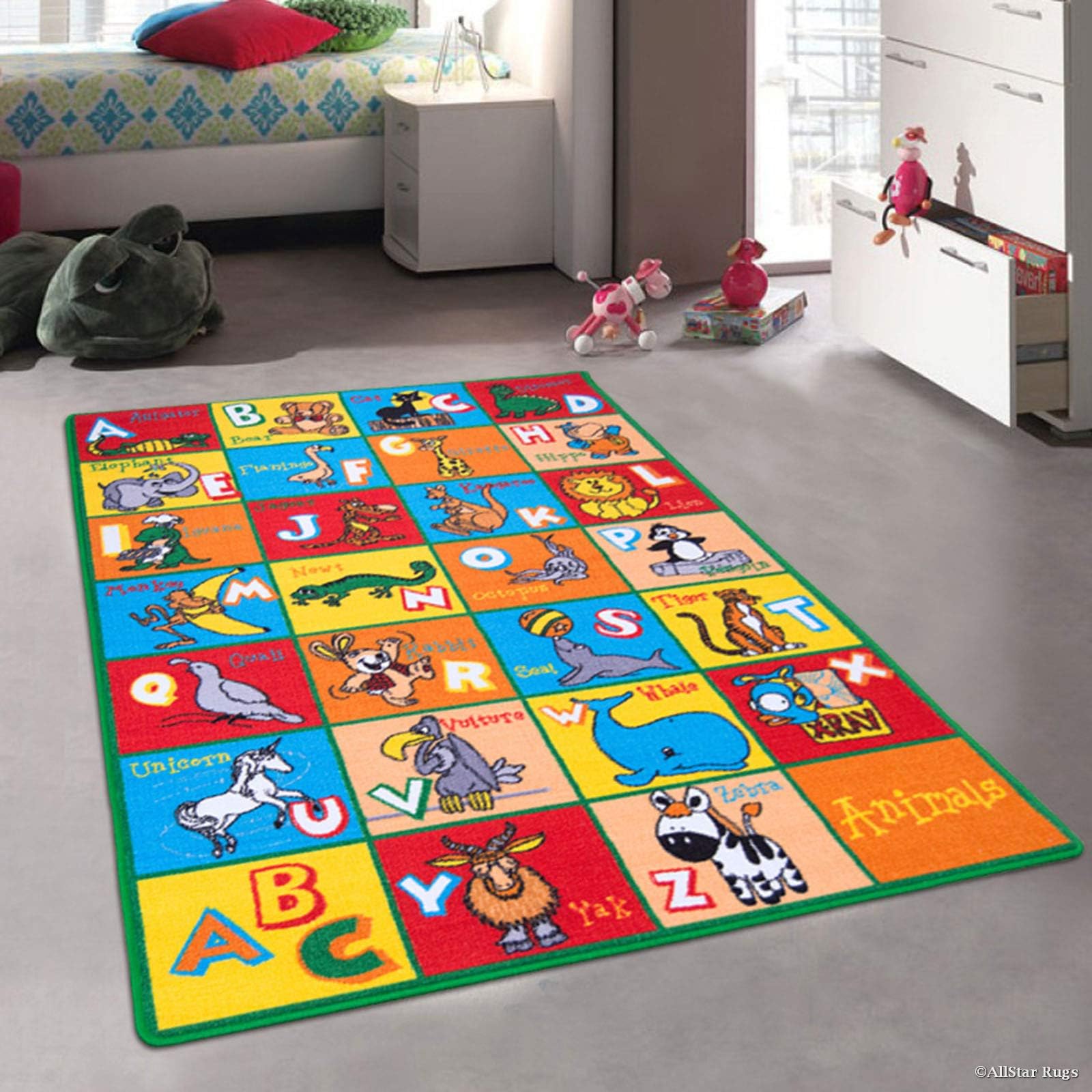 Pro Rugs Kids/Baby Room Area Rug. Fun Educational 8FTX10FT Carpet (ABC Animals)