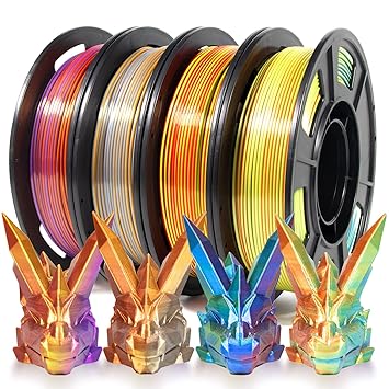 iSANMATE 3D Printer Filament, Tri-Color PLA, 1.75mm, 250g x 4 Spool, Color Changing, Premium, Easy to Use, Sealed Package, 24hr Tech Support