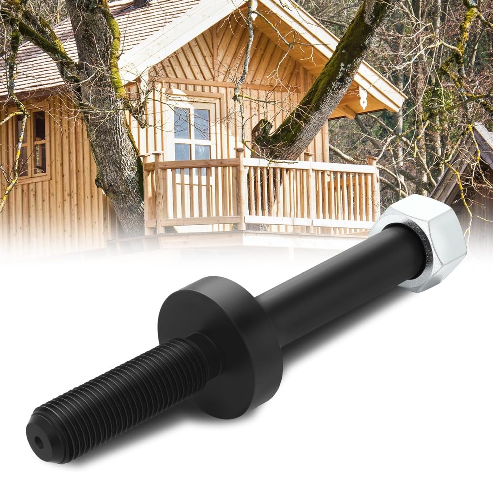 Photo 1 of Shimeyao Treehouse Perch Hardware 1.25" x 6" Treehouse Attachment Bolt, Heavy Duty 4140 Heat Treated Steel Tab Bolt with 1" Collar and Hex Nut, Black Powder Coated for Treehouses, Platform, Tree Swing