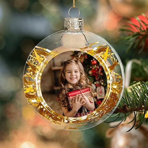 Miniatura 2 de Adornos de bola de Navidad personalizados 2023 colgantes con imagen personalizada, adorno conmemorativo de árbol de cerámica, decoración de árbol de