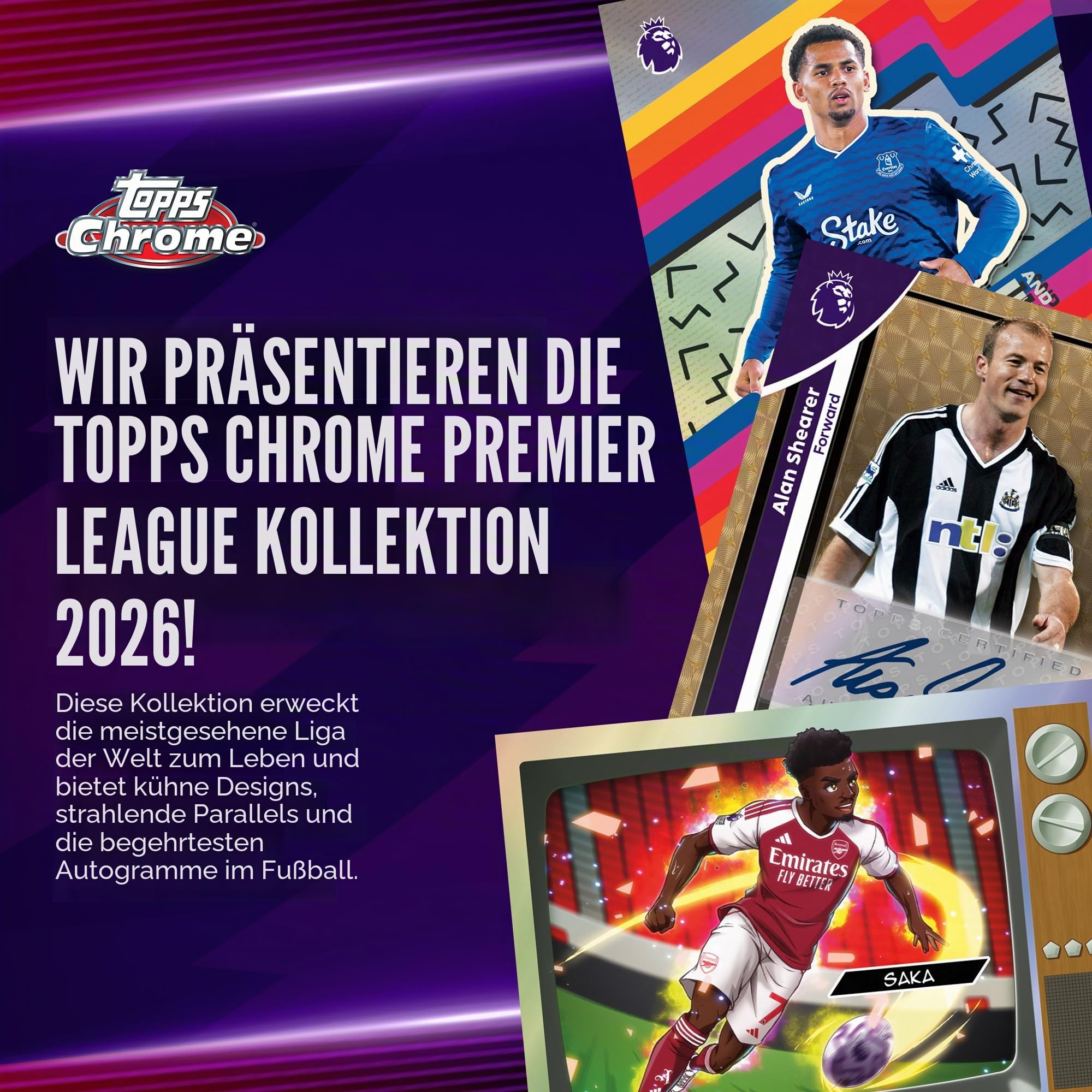 2026 Topps Chrom-Premier-Liga-Fußball, werksseitig versiegelt, Vorteilsbox
