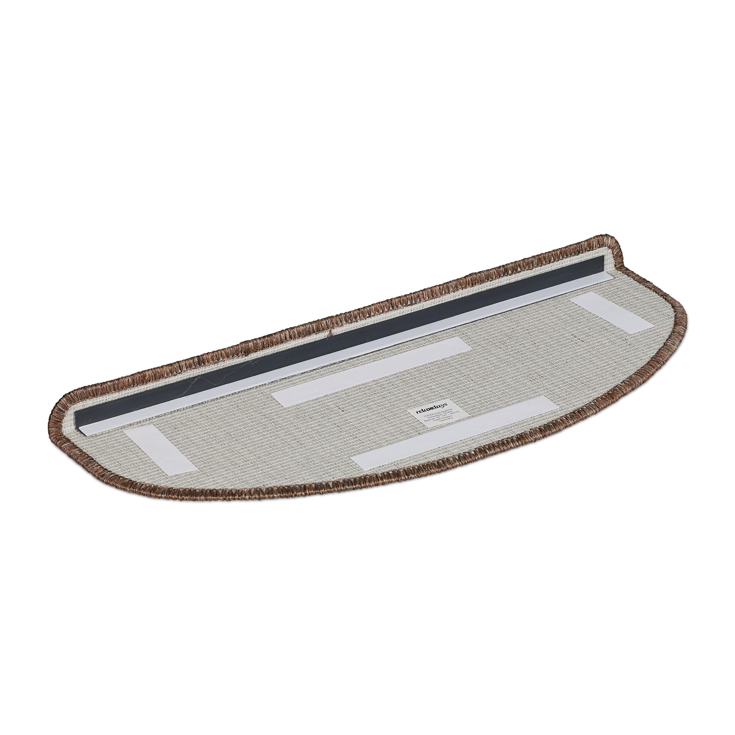Relaxdays Tappetini Antiscivolo Scale Interne, Set 15 Tappeti Adesivi Gradini, 65x24 cm, Strisce Coprigradini, Marrone