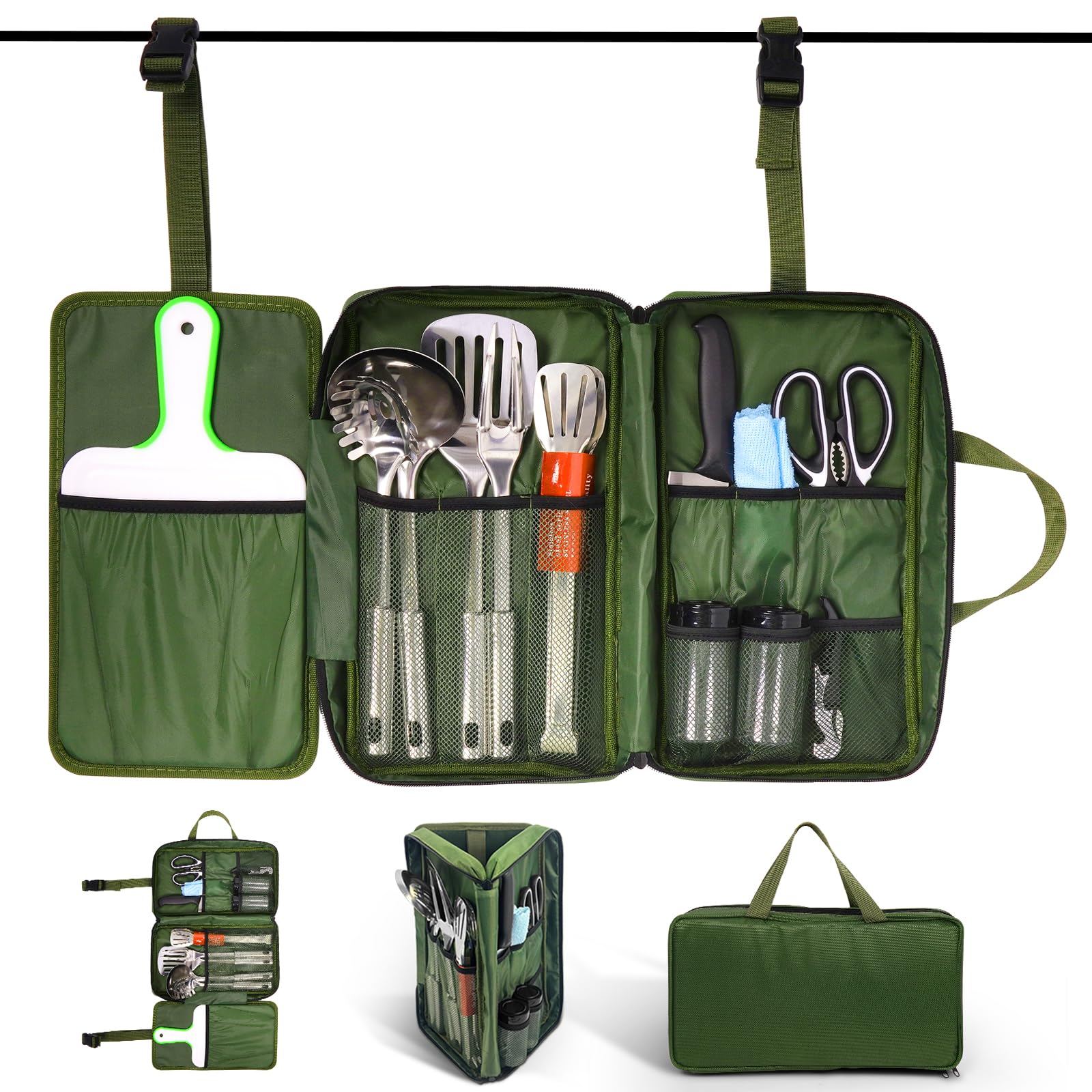 E EASTSTORM Set de Cuisine Camping, Ustensiles de Cuisine de Camping-Car Accessoires de Camping, Kit Camping pour la Randonnée, l'escalade, Le Plein Air, La Survie dans l'arrière-Pays