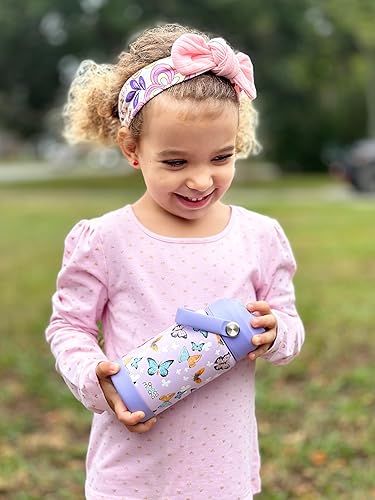 Miniatura 2 de Choco Mocha Butterfly - Botellas de agua reutilizables de acero inoxidable aisladas para niñas pequeñas, botella de agua con popote de 12 onzas,