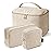 MAGEFY Makeup Bag, 3 Pcs Cosmetics Bag Large Capacity with Handle Make Up Bag for purse Corduroy Bag Pouch for Purse Travel Makeup Organizer-Beige