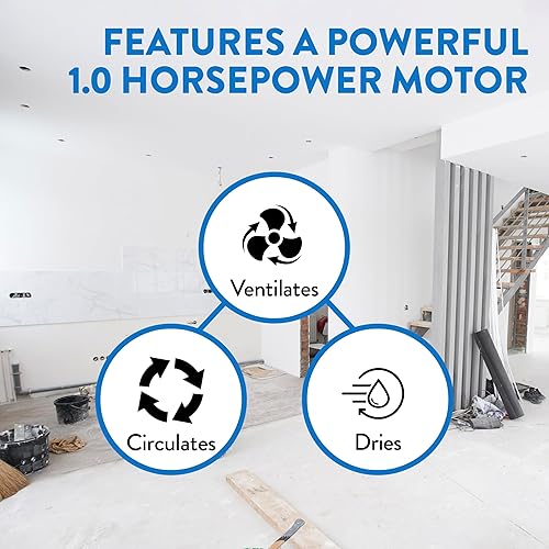 Miniatura 6 de Dri-Eaz Ventilador de ventilación Vortex de 1.0 HP (F174), ventilador de movimiento de aire para uso comercial y residencial