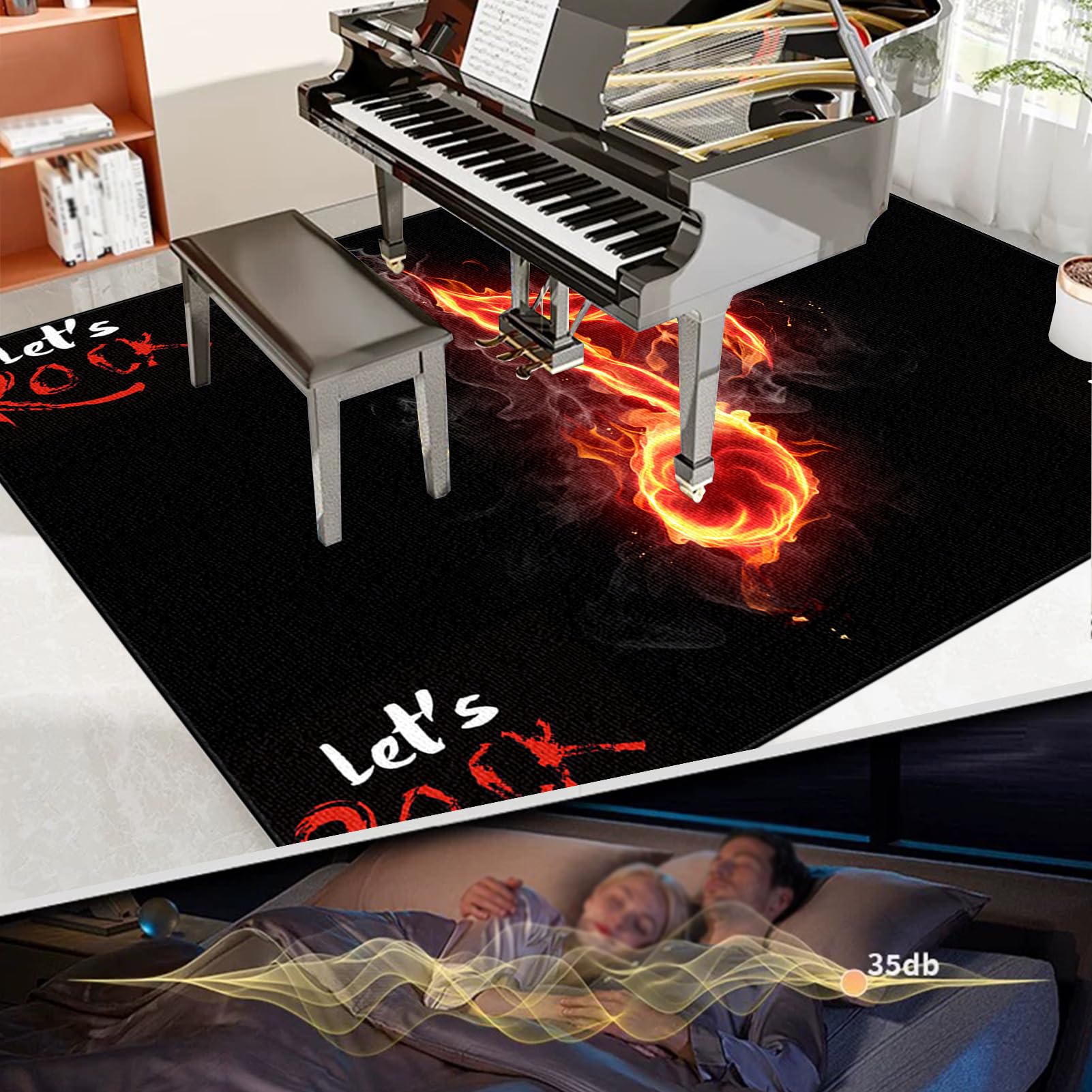 Tapis Batterie Acoustique Tapis pour Batterie Antidérapant Tapis Professionnel de Jazz, pour Batterie Électronique Grosse Caisse Claire et Autres Instruments de Musique Tapis de Tambour 200 x 160 cm