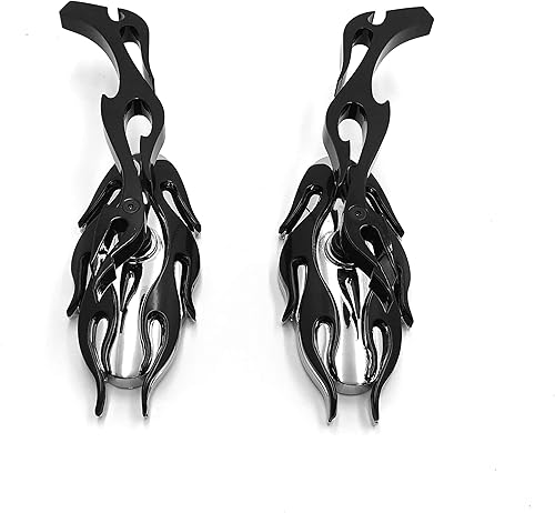 Vista 12 de HTTMT MT350-02- Espejo retrovisor estilo llama motocicleta Compatible con cualquier crucero chopper personalizado cromo