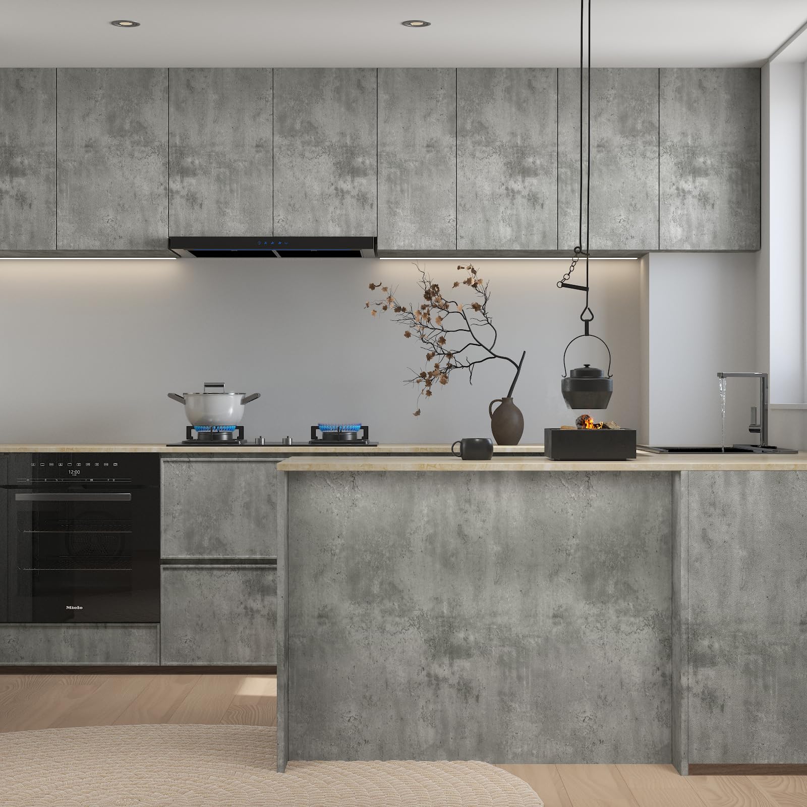 Papel tapiz de hormigón gris claro de 16 x 591 pulgadas, papel de contacto texturizado de cemento sintético gris 3D, autoadhesivo, impermeable, mate, moderno, industrial, para dormitorio, baño