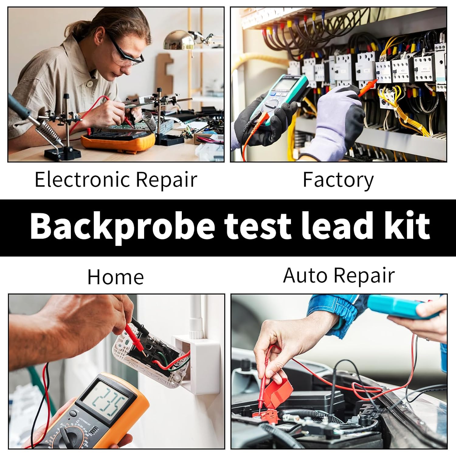 13 PCS Automotive Test Lead Kit – Banana Plug & Alligator Clip Multimeter Test Leads Set with LED Test Leads and Insulation Piercing Test Clip – CAT III 1000 V for 12 V/24 V Car Electrical Testing