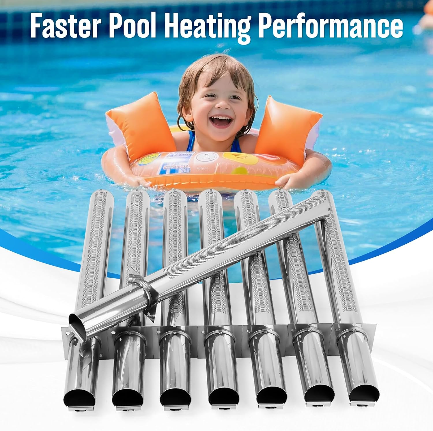 8-Pack Pool Heater Burner Tube Kit FDXLBRN1930 FD Burner Replacement Kit Compatible With Hayward Universal H-Series Low Nox Pool Heater H150FDN / H150FDP / H200FDN / H200FDP / H250FDN / H250FDP