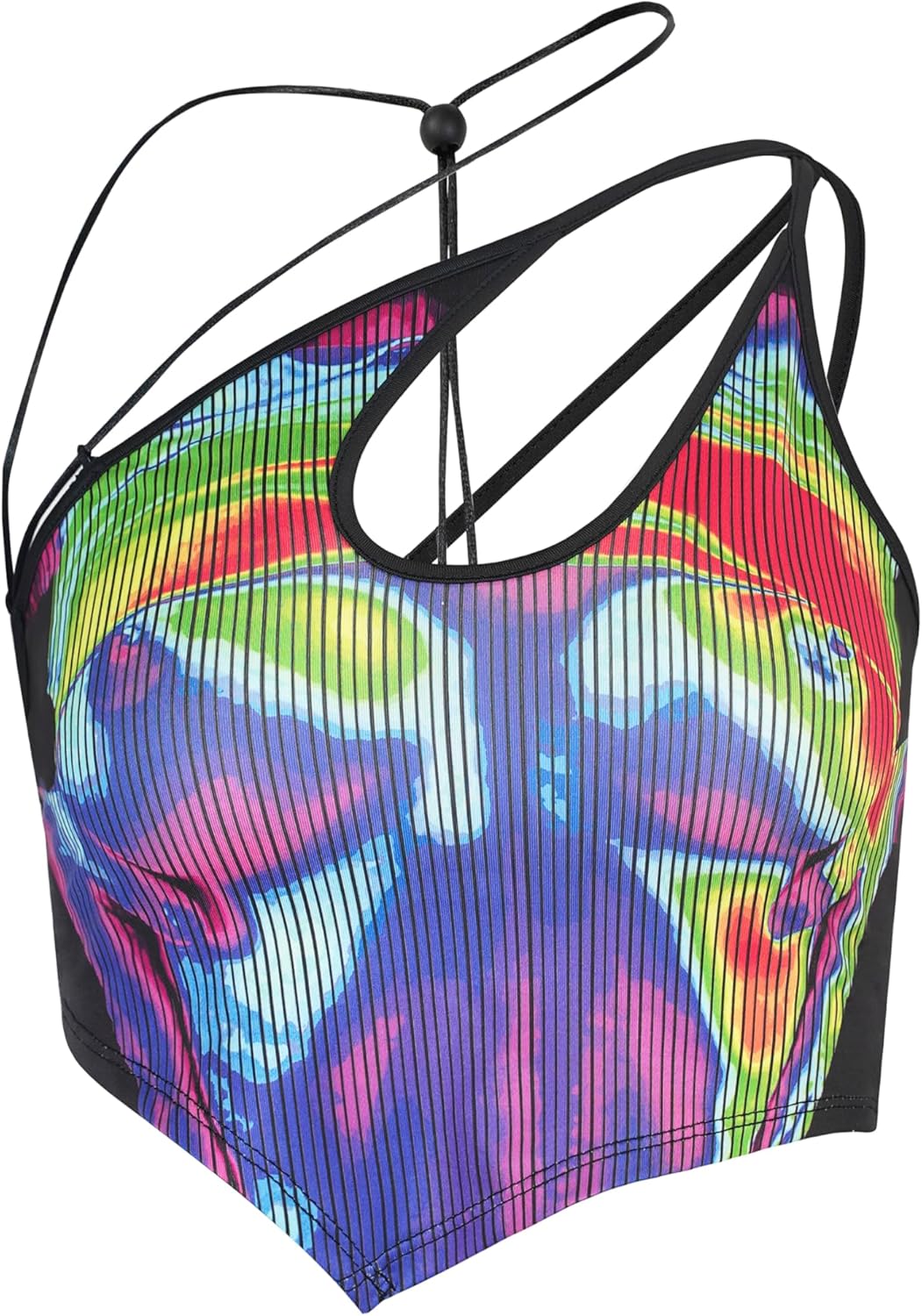 CAPE CLIQUE Women Sexy Spaghetti Strap Summer Croptops Y2k Tie Dye Tank Top Sleeveless Bodycon Printed Cami Top