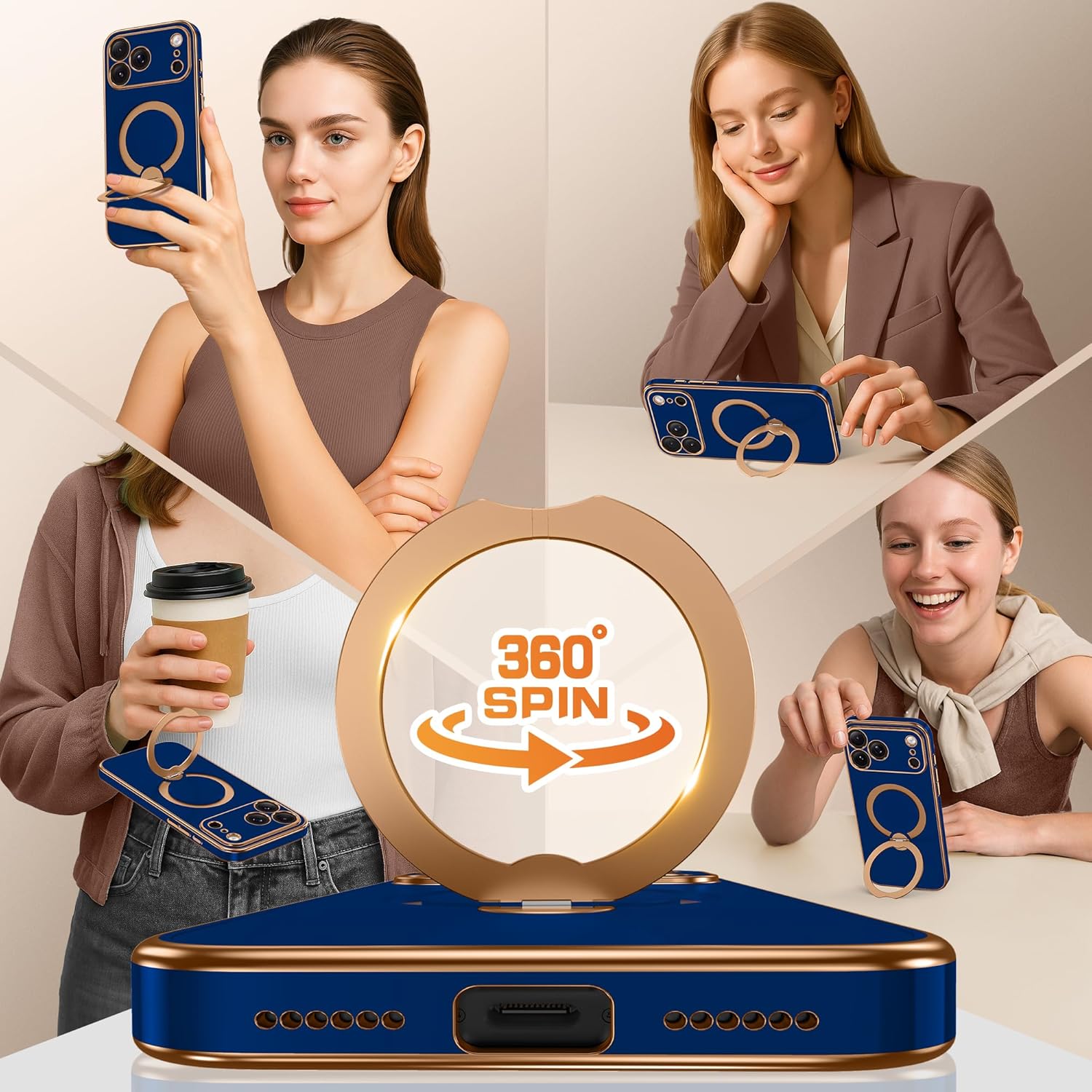 GolbinBox for iPhone 17 Pro Case with 360° Spin Magnetic Stand,[Compatible with Magsafe] [Military Protection][Built-in Ring Holder] Camera Control Phone Case for 17 Pro,Blue - Image 4