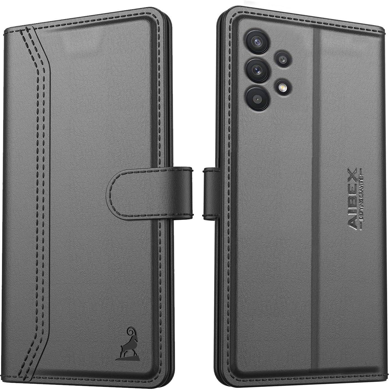 AIBEX ® Samsung Galaxy A13 4G / Samsung Galaxy M32 5G Flip Cover Leather Finish | Inside TPU with Card Pockets | Wallet Stand | Complete Protection Flip Case Black (B09JGHSV2W) Amazon Price History, Amazon Price Tracker