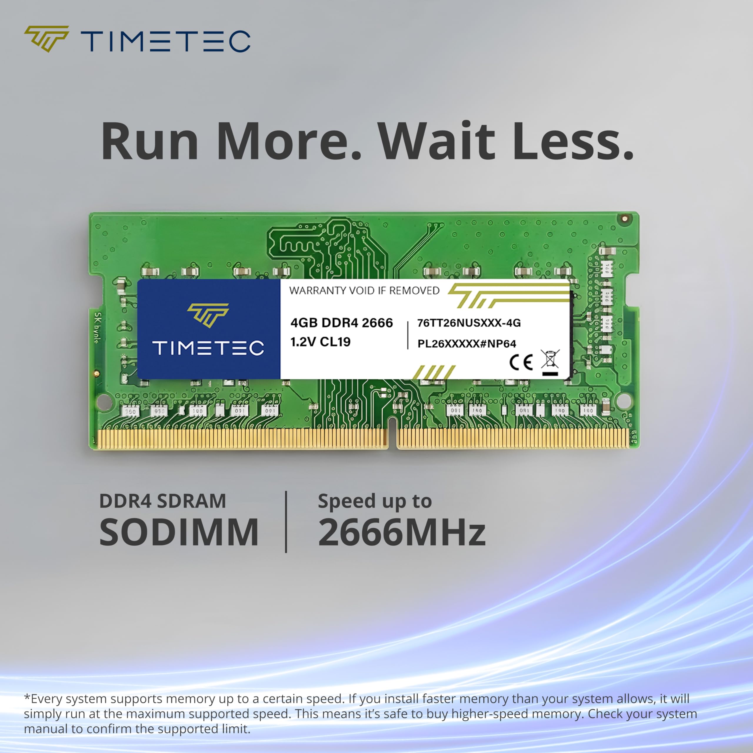 Timetec 4GB DDR4 2666MHz (PC4-2666V) PC4-21300 SODIMM Laptop RAM