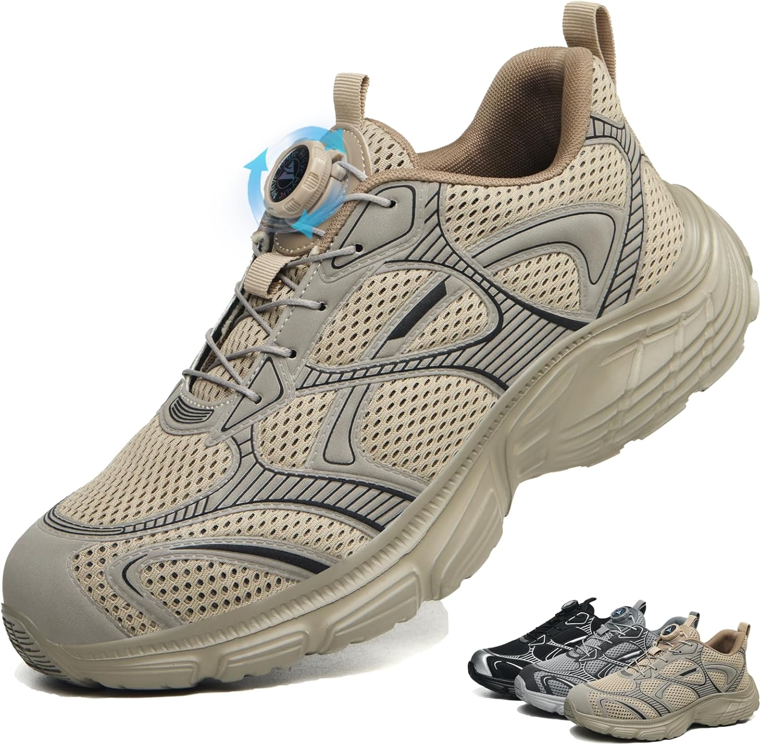 GemChve Werkschoenen Veiligheidsschoenen Mannen Vrouwen Stalen Teen Anti-Smashing Lichtgewicht Sportief Ademend Zelfremmend Snel Fastening Fashion Beschermende Schoenen Blue 41 EU
