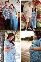 Vista 3 de OUGES Maternity Maxi Dress Wrap Baby Shower Pregnancy Dresses for Photoshoot Maternity Outfits Summer Clothes 2026