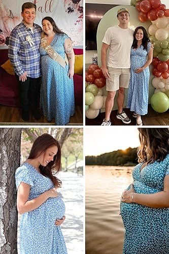 Miniatura 3 de OUGES Maternity Maxi Dress Wrap Baby Shower Pregnancy Dresses for Photoshoot Maternity Outfits Summer Clothes 2026