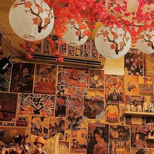 Miniatura 7 de LYART 4 unids chino japonés diseño de cereza de papel linterna pantalla para restaurante, iglesia, regalo de boda, regalos de fiesta, decoración de