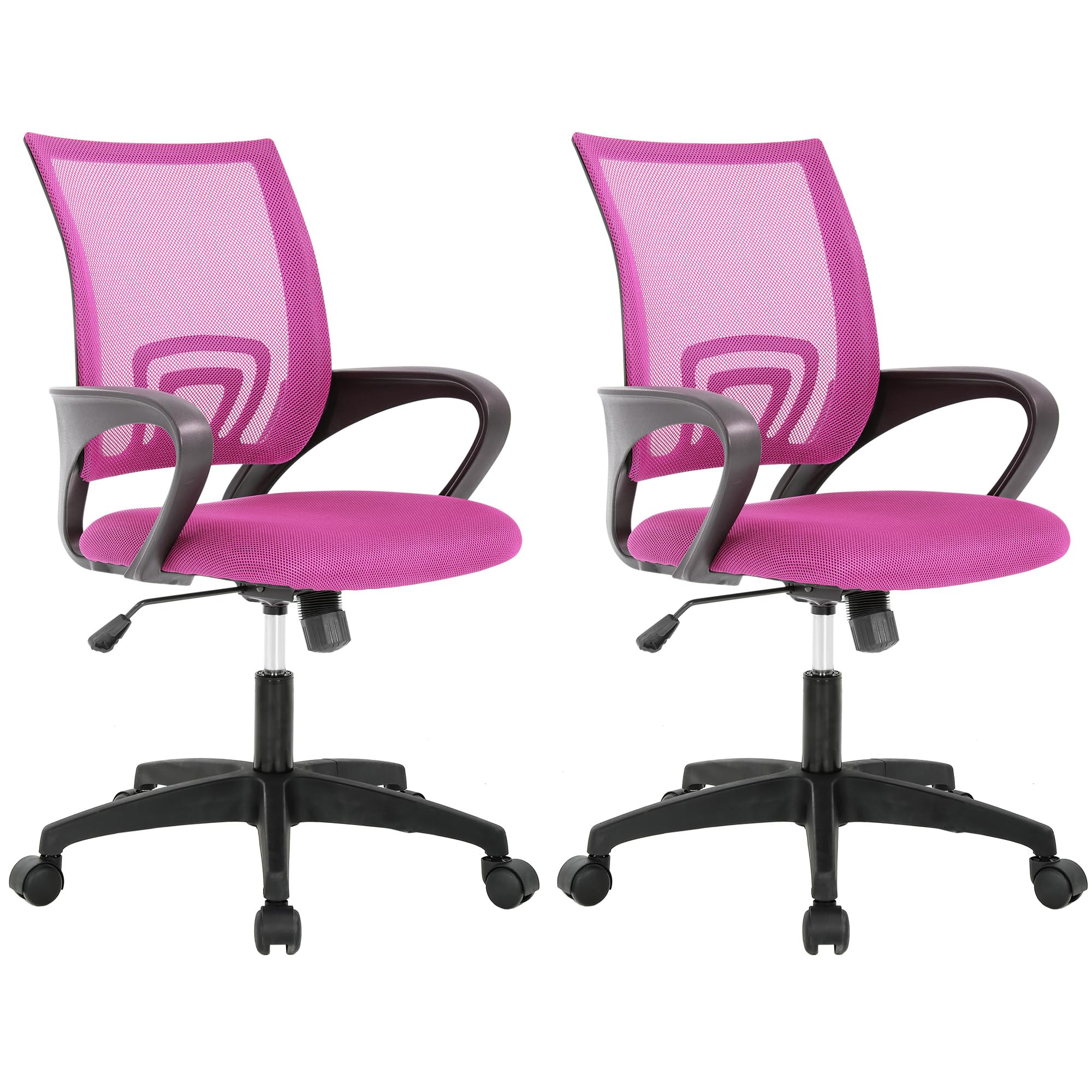 BestOffice Home Office Chair Ergonomic Desk Chair Mesh Computer Chair with Lumbar Support Armrest Executive Rolling Swivel Adjustable Mid Back Task Chair,Pink