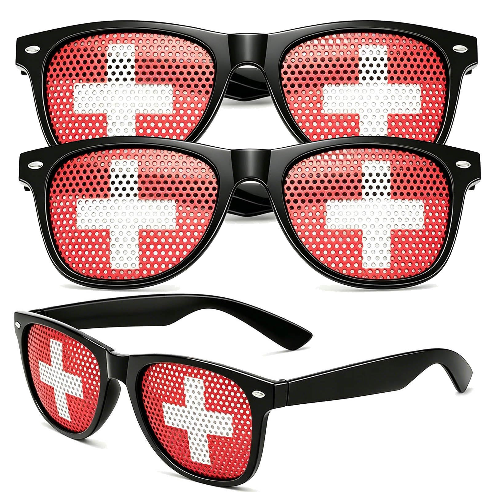 2026 Fan Glasses 3PCS Flag Sunglasses Pinhole Classic Shades Lightweight Accessory for Sports Events Parties & Celebrations Creative Photo Prop Unisex Fashion — image 1