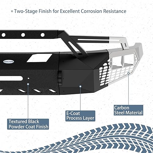 Miniatura 9 de Hooke Road Parachoques delantero 09-14 F150 con barra de toro y placa de cabrestante para Ford F-150 2009 2010 2011 2012 2013 2014 (excluye Raptor),