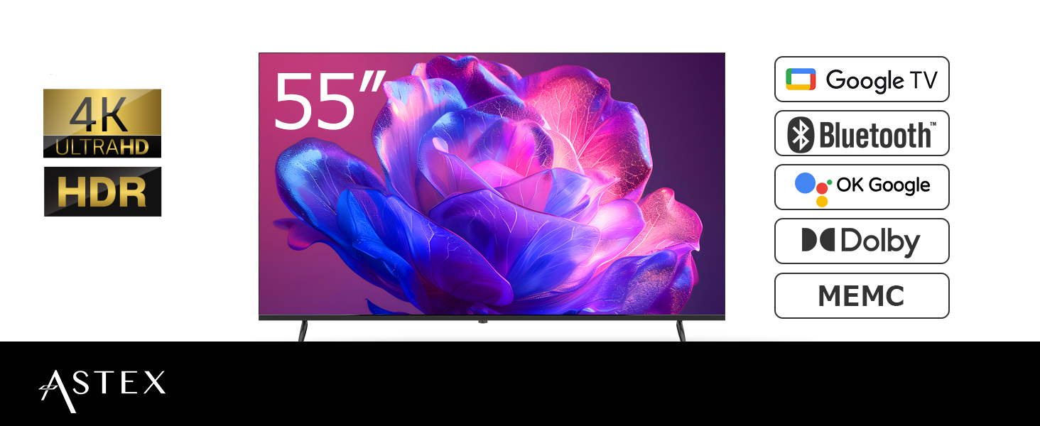 Amazon | ASTEX チューナーレステレビ 55インチ 4K Google TV搭載 MEMC