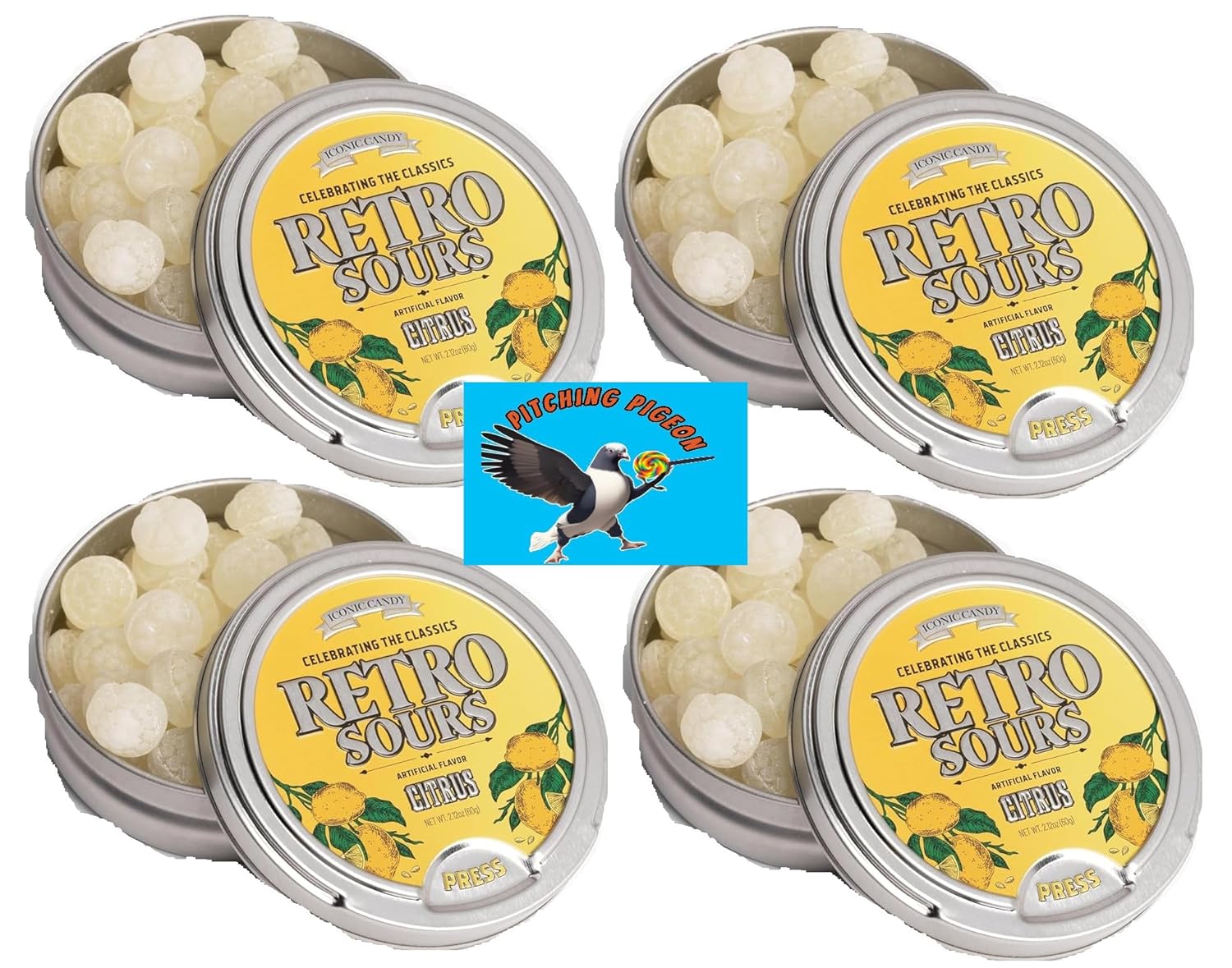 Retro Sours Hard Candy – 8.48oz Total | Citrus Tangy Sour Candy in Collectible Tins, Nostalgic Sweet & Sour Treat for Easter Baskets & Candy Bowls
