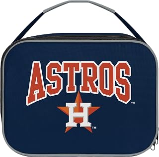 FOCO MLB Unisex-Adult Officially Licensed Wordmark Team Color Big Logo Baseball Zip Closure 7L Lunch Bag - Houston Astros