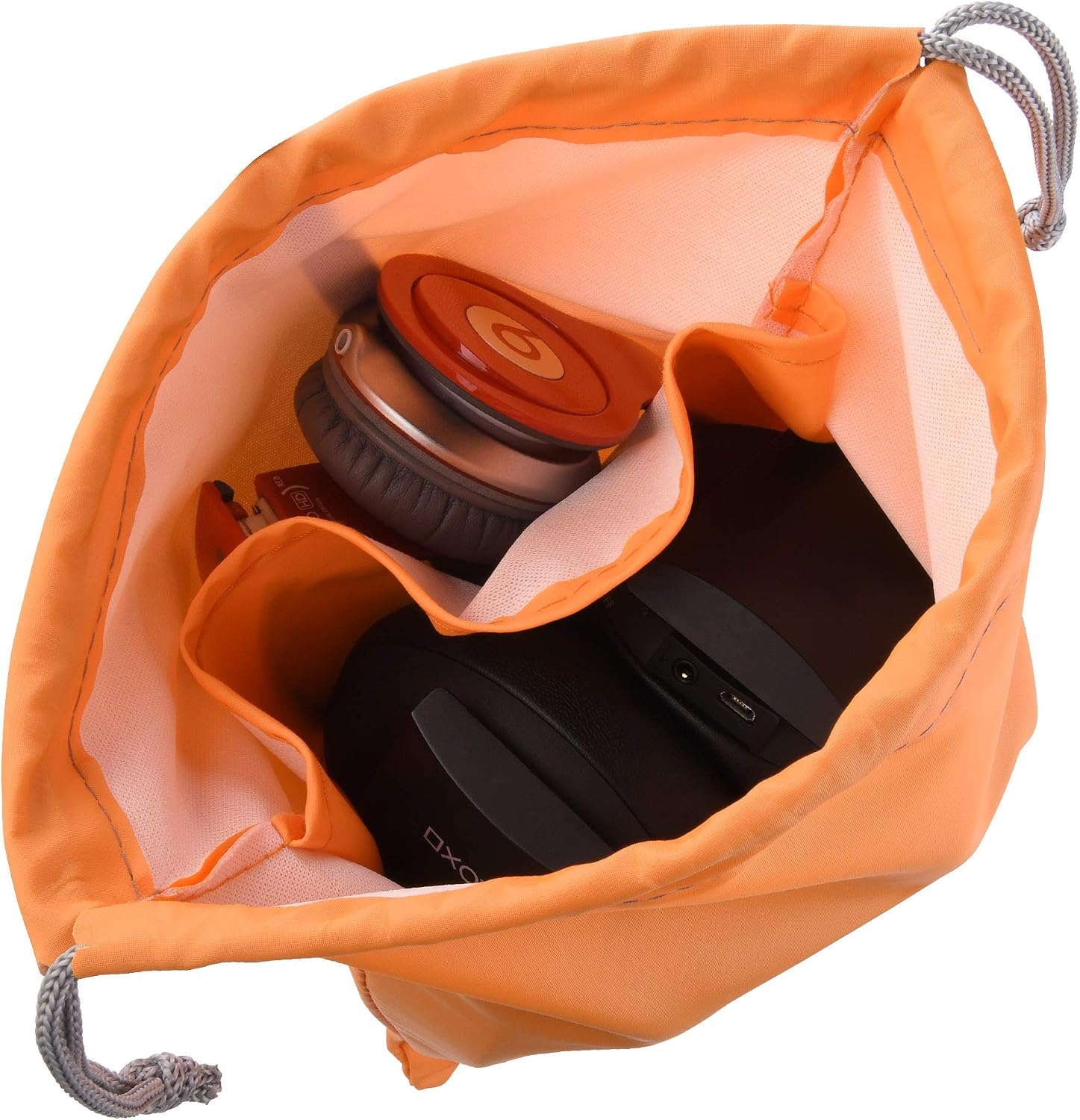 TXEsign Universal Waterproof Headphone Travel Pouch Bag Case Large for Varias Headsets 11" x 9.25" (Orange)