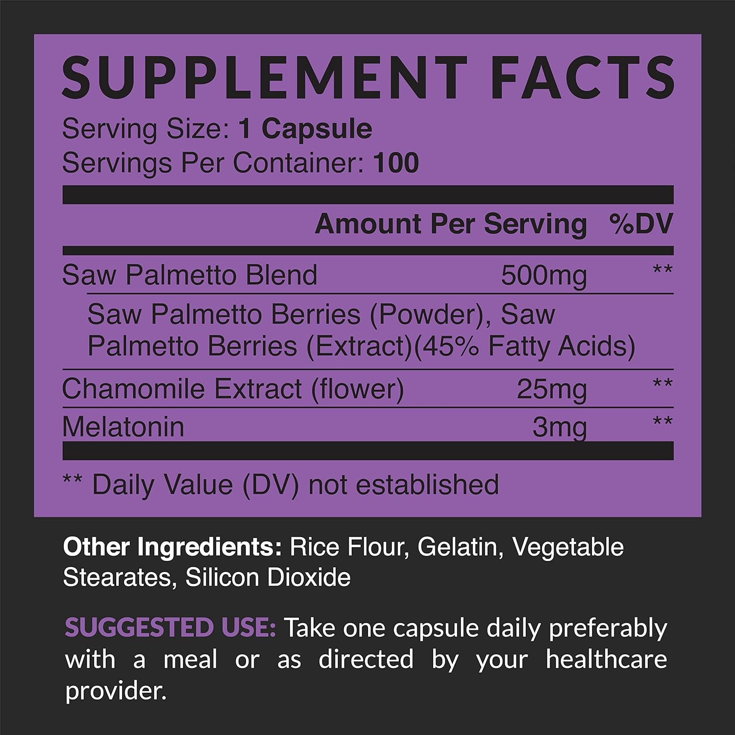 Saw Palmetto Prostate Supplements for Men as Potent DHT Blocker for Hair Growth and Beta Blocker to Decrease Frequent Urination (100, Nighttime) : Health & Household