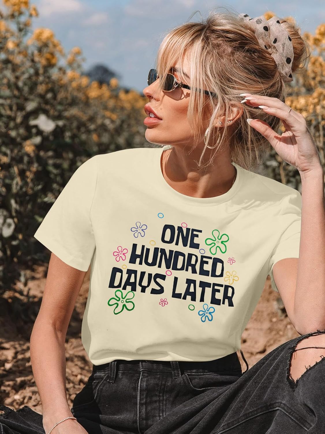 100 Days of School Shirt 100 Days of School Shirt Teacher Women 100th Day Casual Short Sleeve Tee Top - Image 3