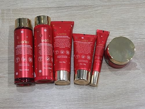 Miniatura 8 de Set de cuidado de la piel de granada de Navidad, kit de cuidado de la piel de 6 piezas, limpiador facial, tónico, loción, crema, crema de ojos y