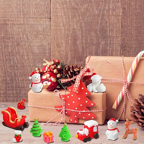 Miniatura 6 de 80 figuras miniatura de Navidad para manualidades, Papá Noel, muñeco de nieve, mini campana de paisaje de resina, copo de nieve, árbol de Navidad,