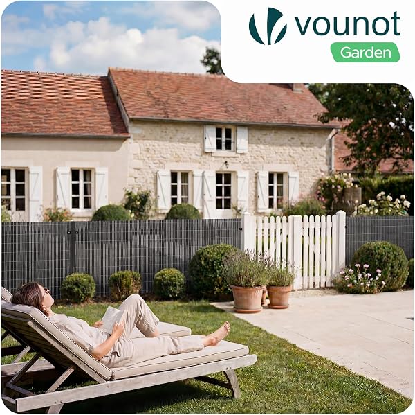 VOUNOT® Cañizo de PVC Imitación a Mimbre Cerramiento Mimbre Artificial en PVC Alta Durabilidad con Bridas Cañas Enteras de 7,5 mm Valla de Decoración Jardín Terraza Ocultación Exterior 1x3M Antracita - 2
