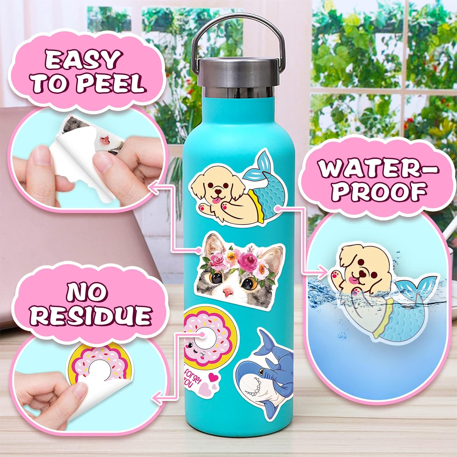 500 PCS Cute Stickers Aesthetic, Vinyl Stickers for Kids Teens Girls, VSCO Waterproof Stickers for Water Bottles Computers Phone, Laptop Stickers for Luggage Skateboard Notebook Gift : Toys & Games