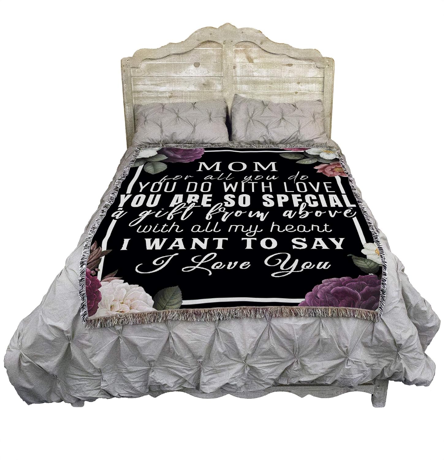 Pure Country Weavers Mom for All You Do Blanket Flowers - Gift Tapestry Throw Woven from Cotton - Made in the USA (72x54)