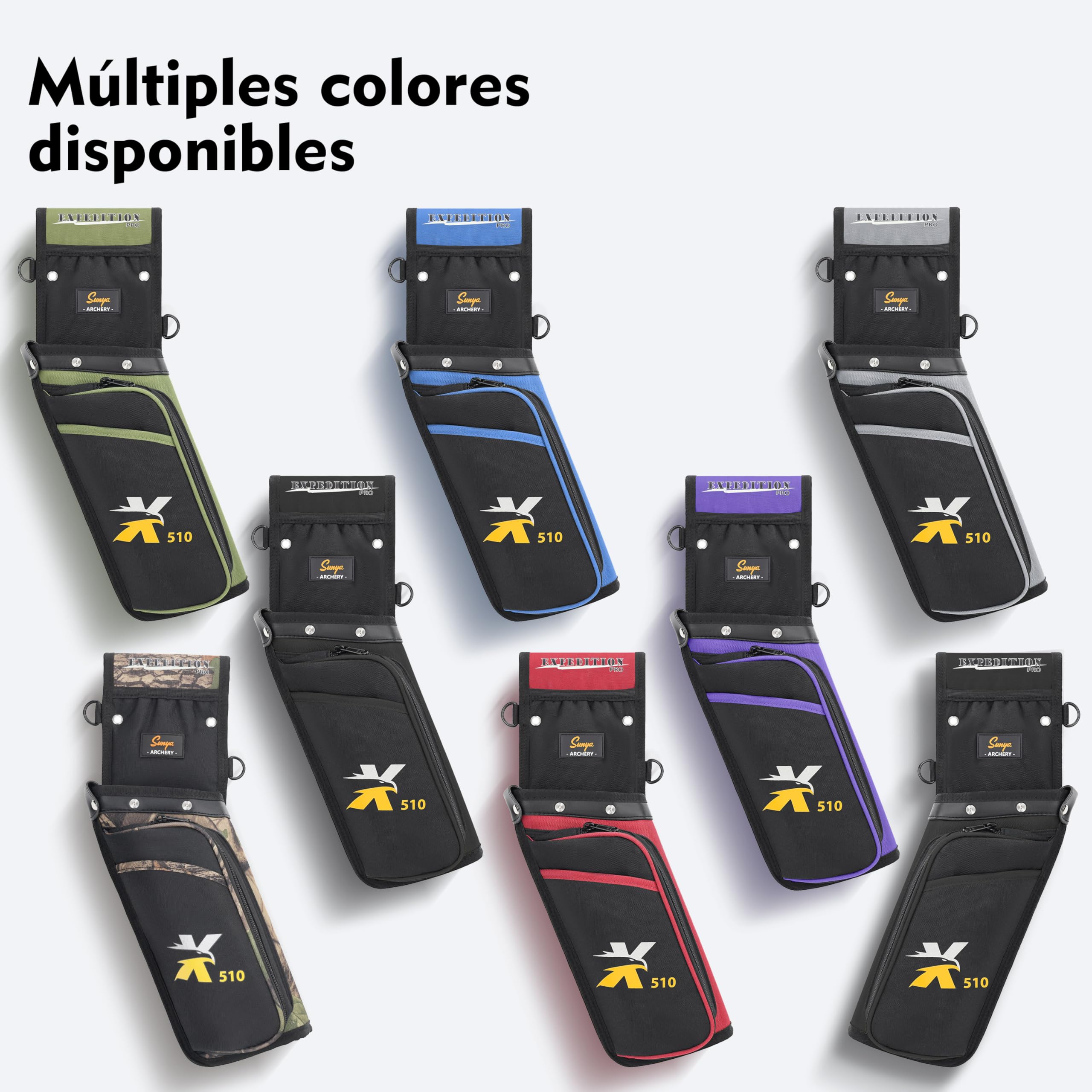 Sunya X510 Carcaj de Cadera para Campo y Competición | Carcaj de arquería silencioso de 3 Ranuras con Sistema de Almacenamiento Resistente (42x18cm)