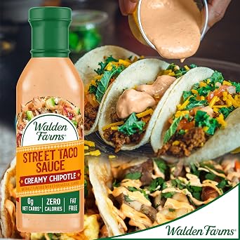 Walden Farms Street Taco Sauce Creamy Chipotle Calorie-Free, Gluten-Free, Low Carb, Keto-Friendly, Sugar-Free, Smoky Chipotle Flavor 12 oz Bottle