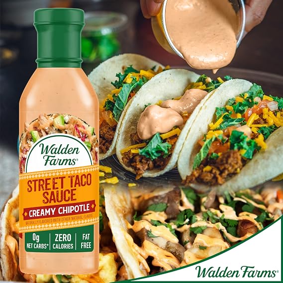 Walden Farms Street Taco Sauce Creamy Chipotle Calorie-Free, Gluten-Free, Low Carb, Keto-Friendly, Sugar-Free, Smoky Chipotle Flavor 12 oz Bottle