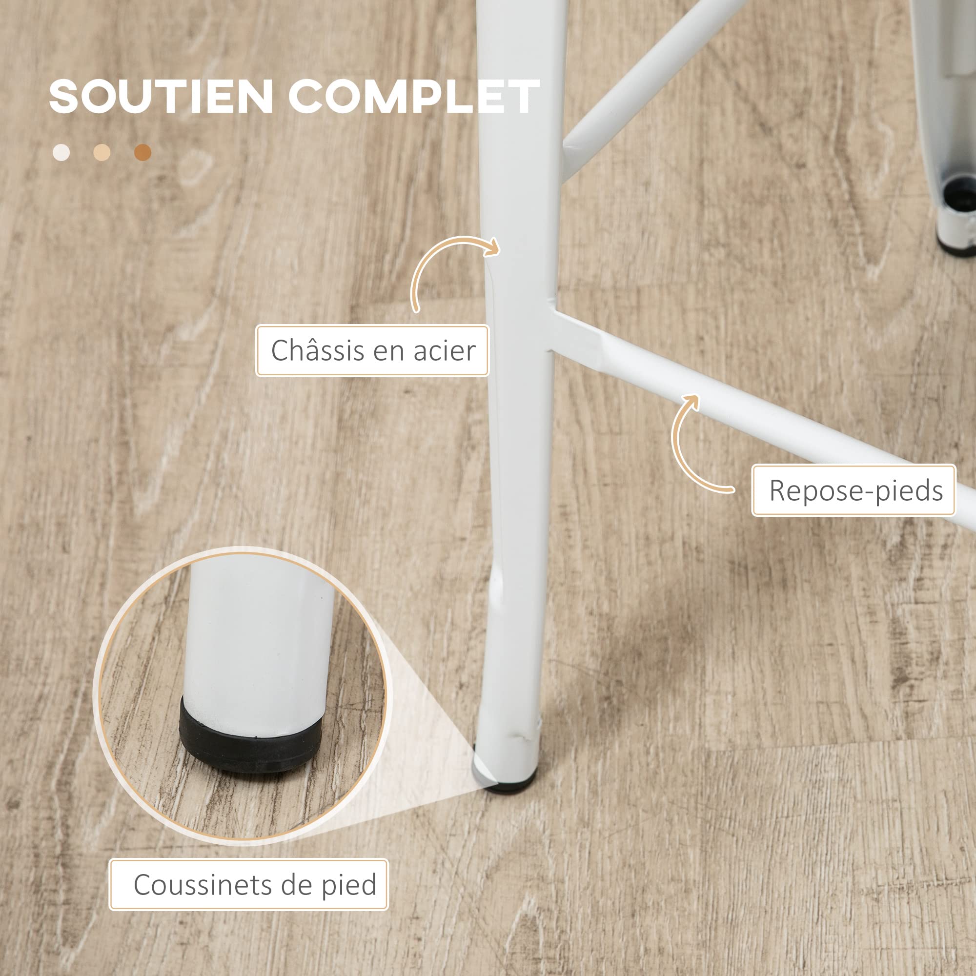 HOMCOM Tabourets de Bar Empilables avec Dossier Lot de 4 76 cm Blanc