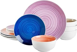 Gibson Home Color Vibes Dinnerware Sets, Service for Four (12pcs), Multi...