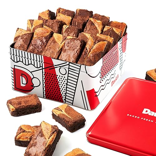 Miniatura 14 de David's Cookies Surtido de Brownies & Crumb Cake Tin – Delicioso y fresco al horno Brownie Snacks – Gourmet Chocolate Fudge Brownies & Crumbcake