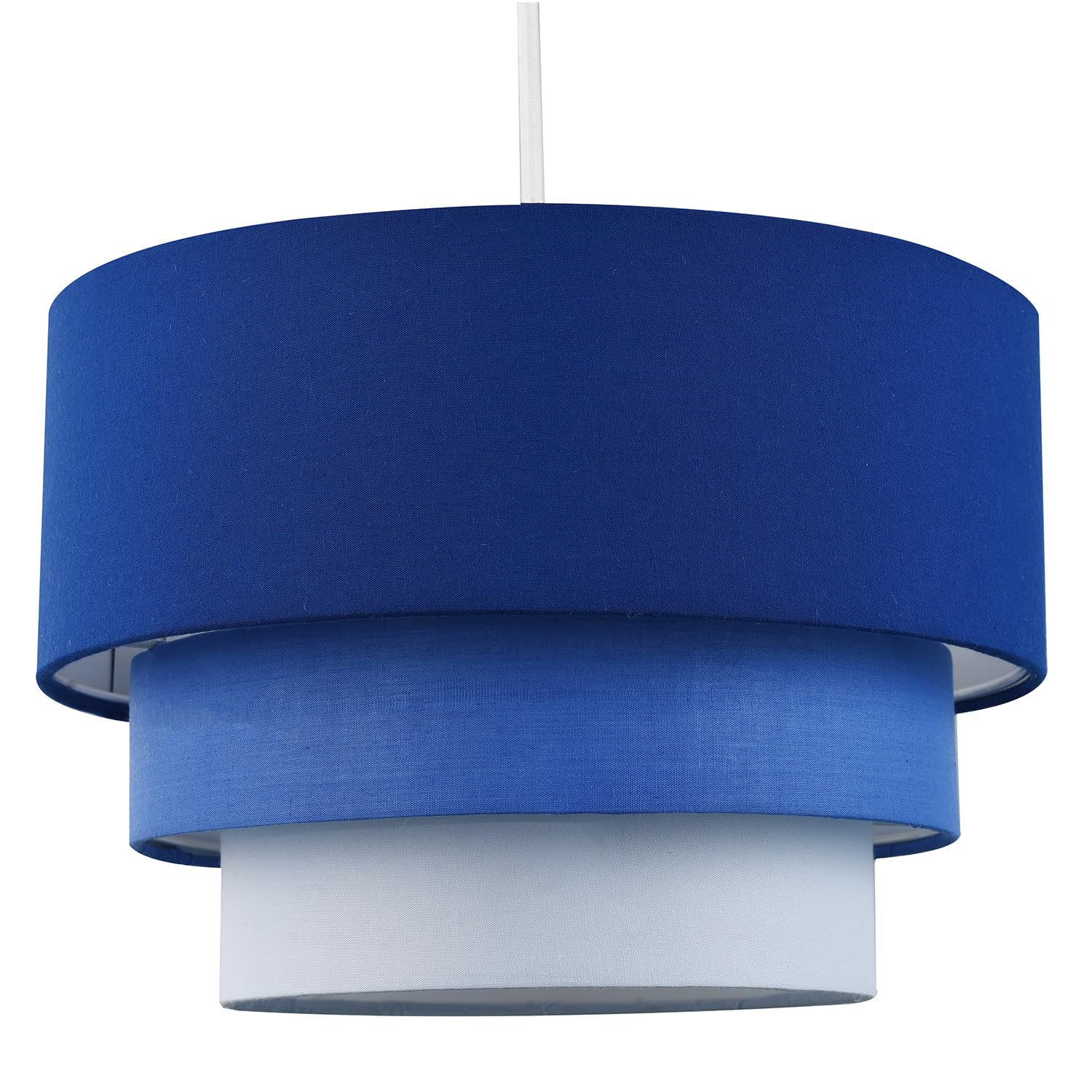 Contemporary Round Triple Tier Midnight Navy Blue Cotton Fabric Designer Pendant Lighting Shade | 60w Maximum | Modern Style | 30cm Diameter by Happy Homewares